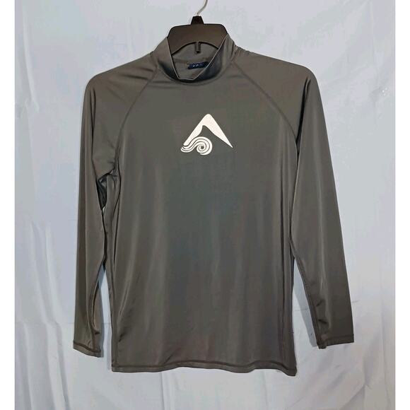 Kanu Surf Mens Small Gray Long Sleeve Protective Swim Shirt Mock Neck with Logo - Picture 1 of 8
